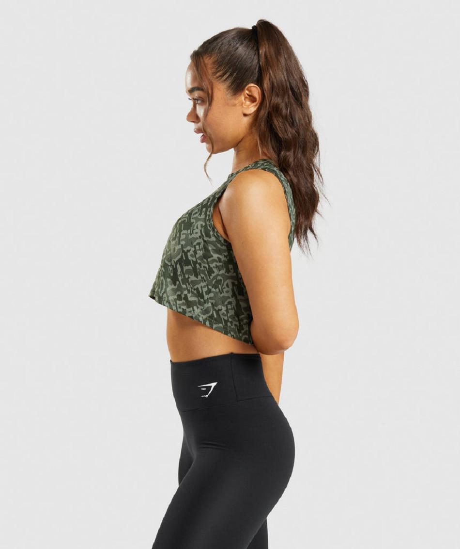 Camiseta Tirantes Gymshark Entrenamiento Crop Mujer Verde | CO 2377MQZ